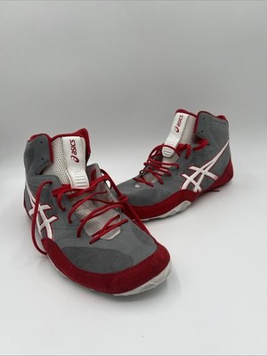 Asics Dan Gable EVO Wrestling Shoes - Aluminum/White/Red - Size 14