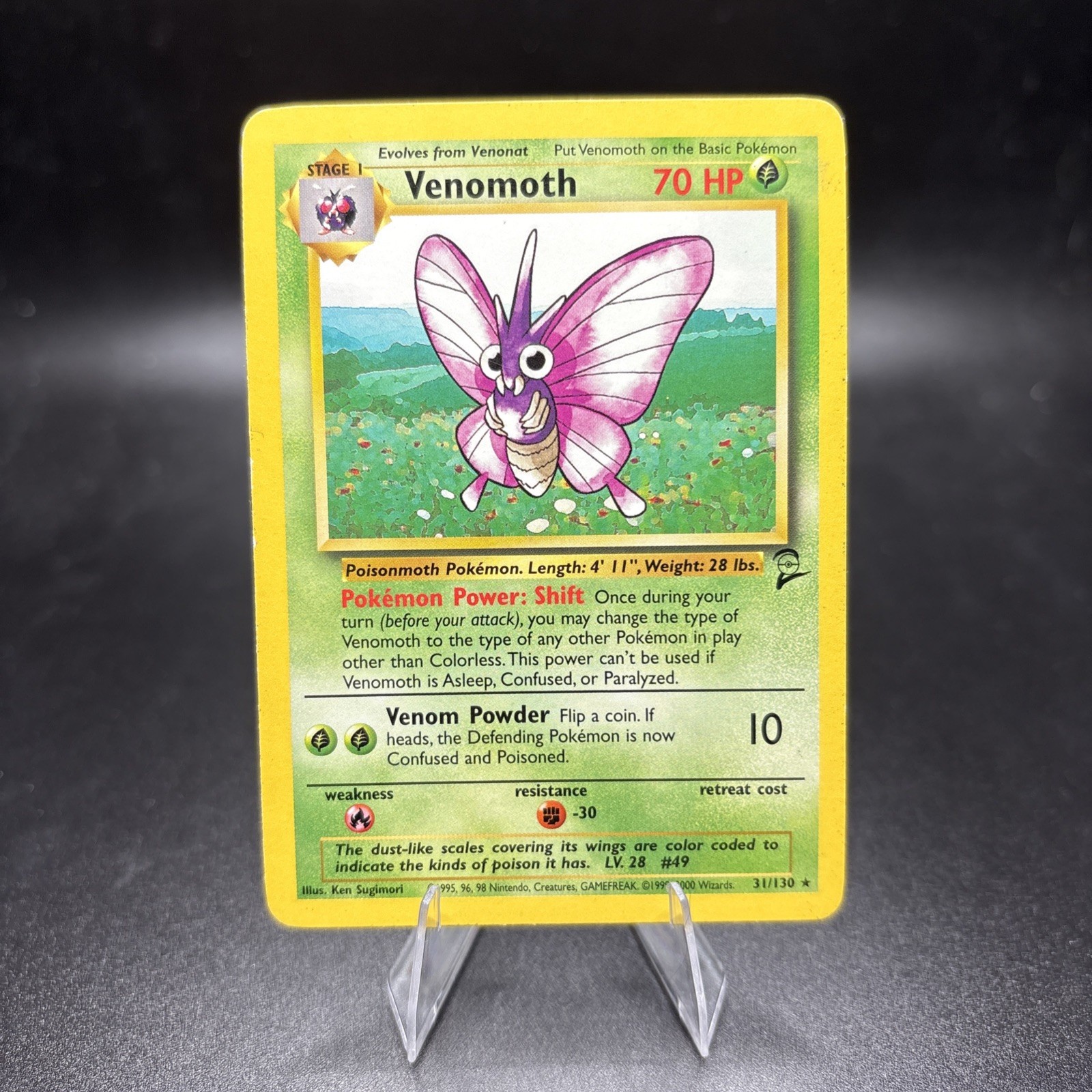 Venomoth - 31/130 - Pokemon. Vintage Card  Base Set 2 Rare Card WOTC LP -j