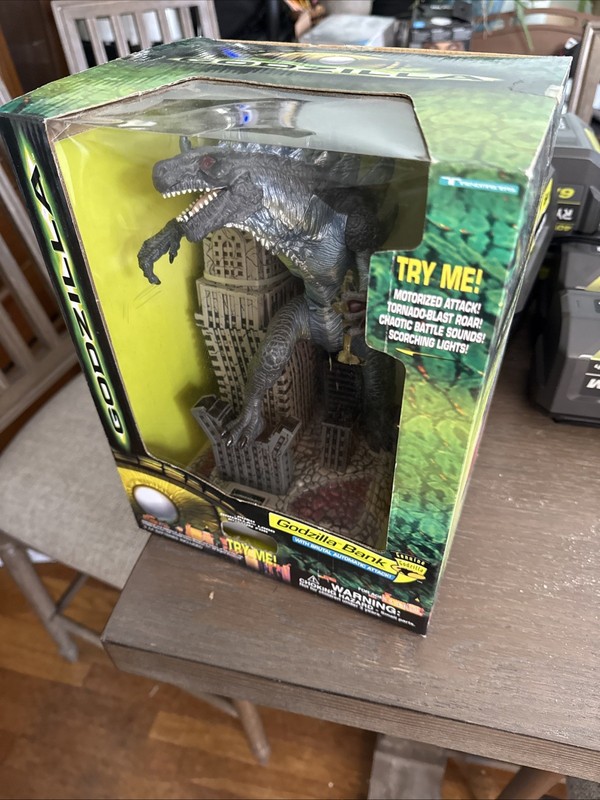 Vintage Godzilla Building Coin Bank Electronic Figure, Trendmasters 1998 HTF New