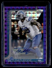 2025 Topps Chrome Purple Mosaic Tate Ratledge Rookie Auto /75 Detroit Lions