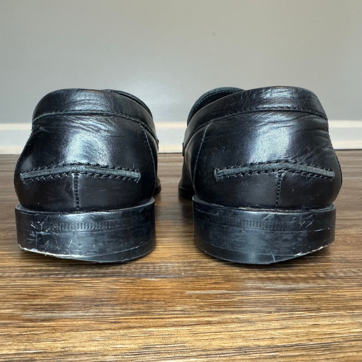 Hugo Boss black loafer Mens 7.5 leather dress shoes buckle square slip on BOSS - Leather loafers with square toe - Black main image 4