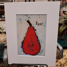 RED PEAR Wall Art  Artist PRINT Matted To 8x10 Standard Frame Size Fruit 