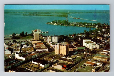 #ad Sarasota FL Florida Aerial Sunny West Coast Antique Vintage c1953 Postcard $0.99