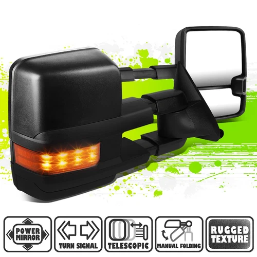 Powered Side Towing Mirrors w/Amber LED Signal for Chevy GMC C/K 1500-3500 88-02