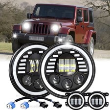 For Jeep Wrangler Jk Jku 2007-17 Combo 7 Sealed Led Headlights 4 Fog Lights