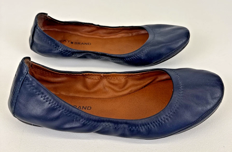 Zapatos de ballet para mujer Lucky Brand LK-Emmie2 talla 8,5 M cuero azul Foto 4 de 4