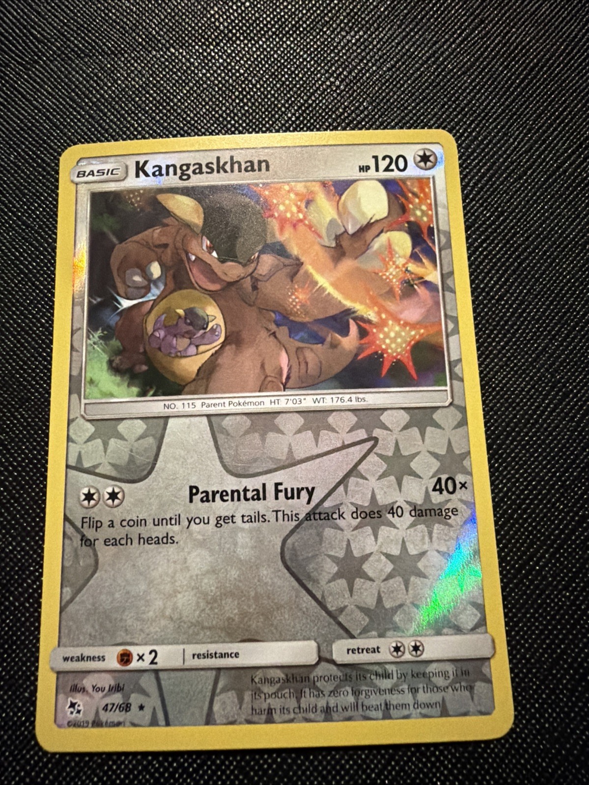 Kangaskhan REVERSE HOLO RARE 47/68 Hidden Fates Pokemon TCG Card Near Mint