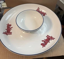 University of Nebraska Cornhuskers Huskers Pfaltzgraff  Ceramic Chip And Dip Set