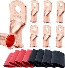 8PCS 4/0 AWG 3/8 Inch Battery Lugs Ring Terminals 0 Gauge Heavy Duty Battery