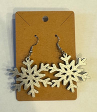 White Acrylic Snowflake Dangle/Drop Hook Earrings No Stone Christmas,0276