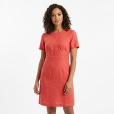 LA9 Talbots Made in USA 100% Linen Red Shift Knee Length Dress Women Size 10