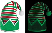 Glow-in-the-Dark Elf Hat Christmas Fancy Dress Up Halloween Costume Accessory