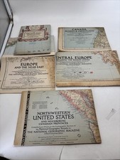 Vintage 1947-49-50-51 National Geographic Maps Lot Of 6 US Canada Europe UK