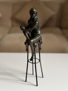 Bronze Figure Nude Woman On Chair Beautiful