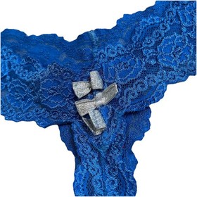 Victoria's Secret Sexy Little Things Blue Lace Thong Silver Bows 2007 Y2K