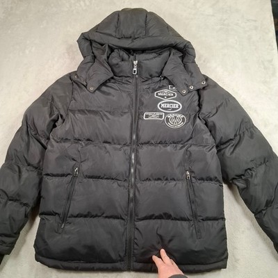 Mercier Puffer Jacket Mens XL Black Hooded Quilted Winter Coat Streetwear Padded