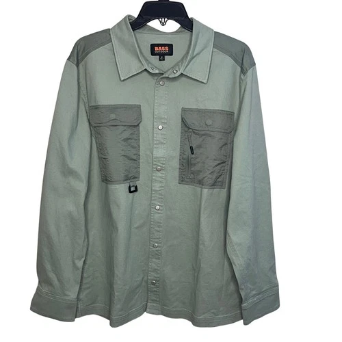 Bass Outdoor Stretch Worker Shacket Size M Lily Pad Green Utility Gorpcore NWT - product listing photo