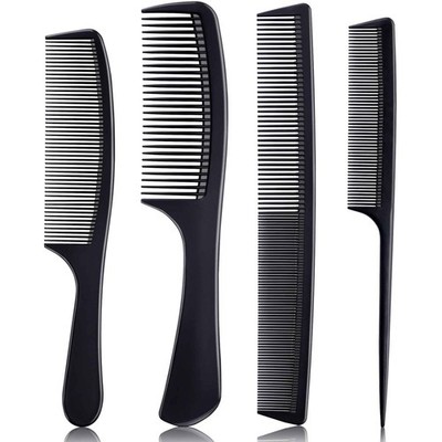 4Pc Carbon Fiber Hair Comb Set Fine Wide Tooth Styling Combs for Men Women