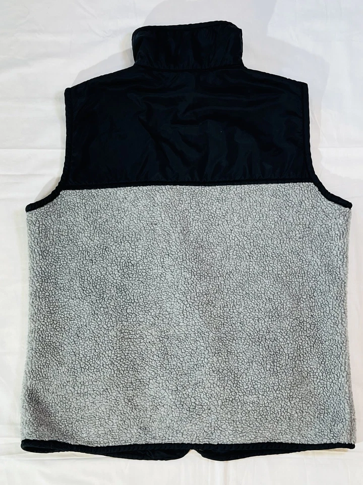 GAP Vest Mens Small Gray Black Fleece Zip Up Sherpa Lined Outdoors Retro Y2K - Image 2 of 4