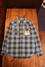 IRON HEART IHSH-463 Buffalo Check UHF Western Shirt Sax Blue Made in JAPAN NEW