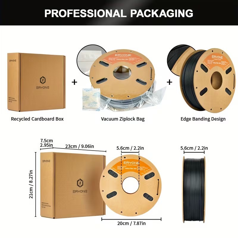 CF-ASA Kohlefaser ASA Filament 1,75mm 1KG stark UV beständig 3D Drucker schwarz - Bild 2