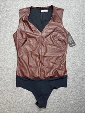 Commando Bodysuit BDS014 Oxblood Faux Leather Small Shapewear