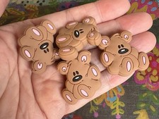 4 Pce TEDDY BEAR POOKY Themed Silicone Focal Beads DIY Jewelry Pens NEW