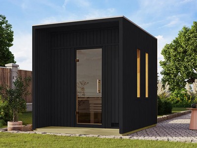 Gartensauna Kero schwarz SPARSET 9kW BiOfen und ext. Strg