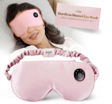DROP OF DIVINITI Silk Cordless Heated Eye Mask for Dry Eyes Warm Electric Pink