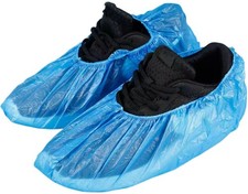 100 Pack Shoe Covers Disposable Non Slip, Premium Waterproof and Blue