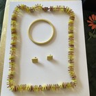 Gorgeous Vintage Yellow Clear Plastic Disc Necklace bracelet earring set 1970s — photo 1