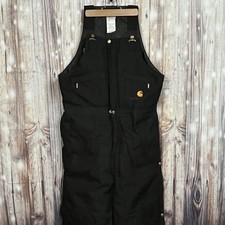 Vintage Carhartt R12 Extreme Arctic Work Bib Overall Black USA MADE Men 34x34