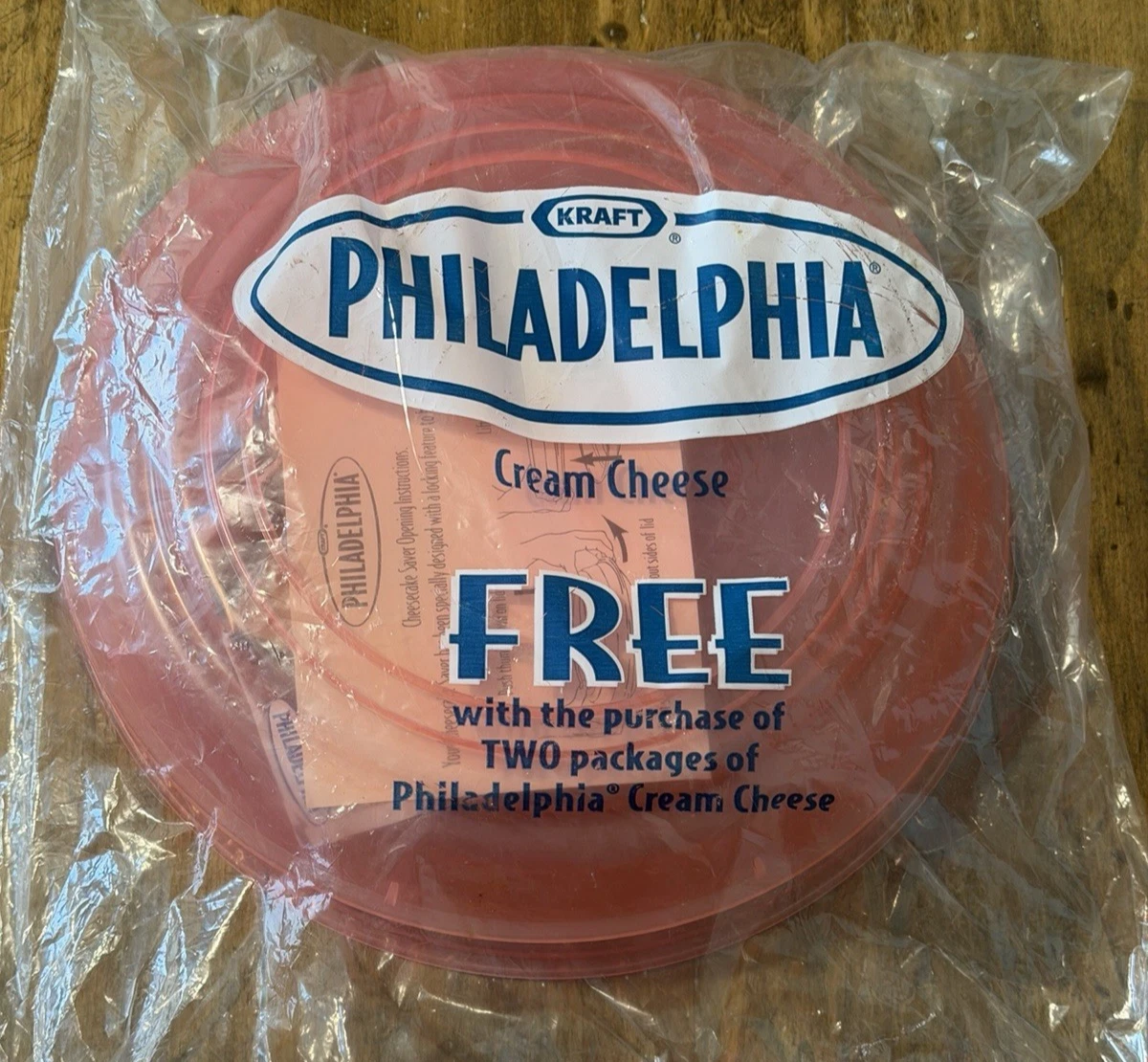 Philadelphia Cream Cheese Cheesecake Pie Plate Saver Pink Plastic 2 Pc NOS