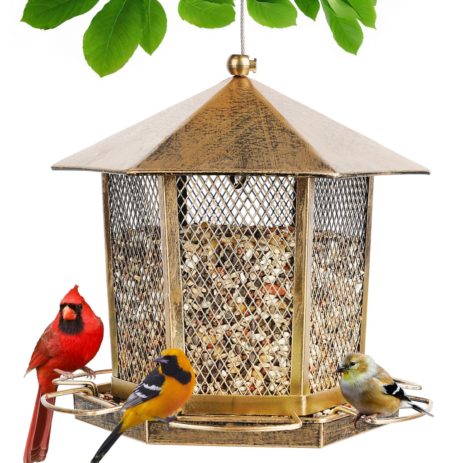 , Finch Bird Feeder For Outdoors, Metal Hexagonal Gazebo Bir