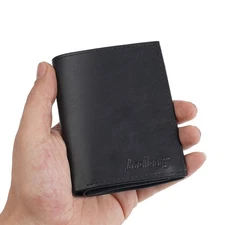 Men's Short Leather Credit Card Holder Wallet Slim Trifold ID Cash Purse Clutch