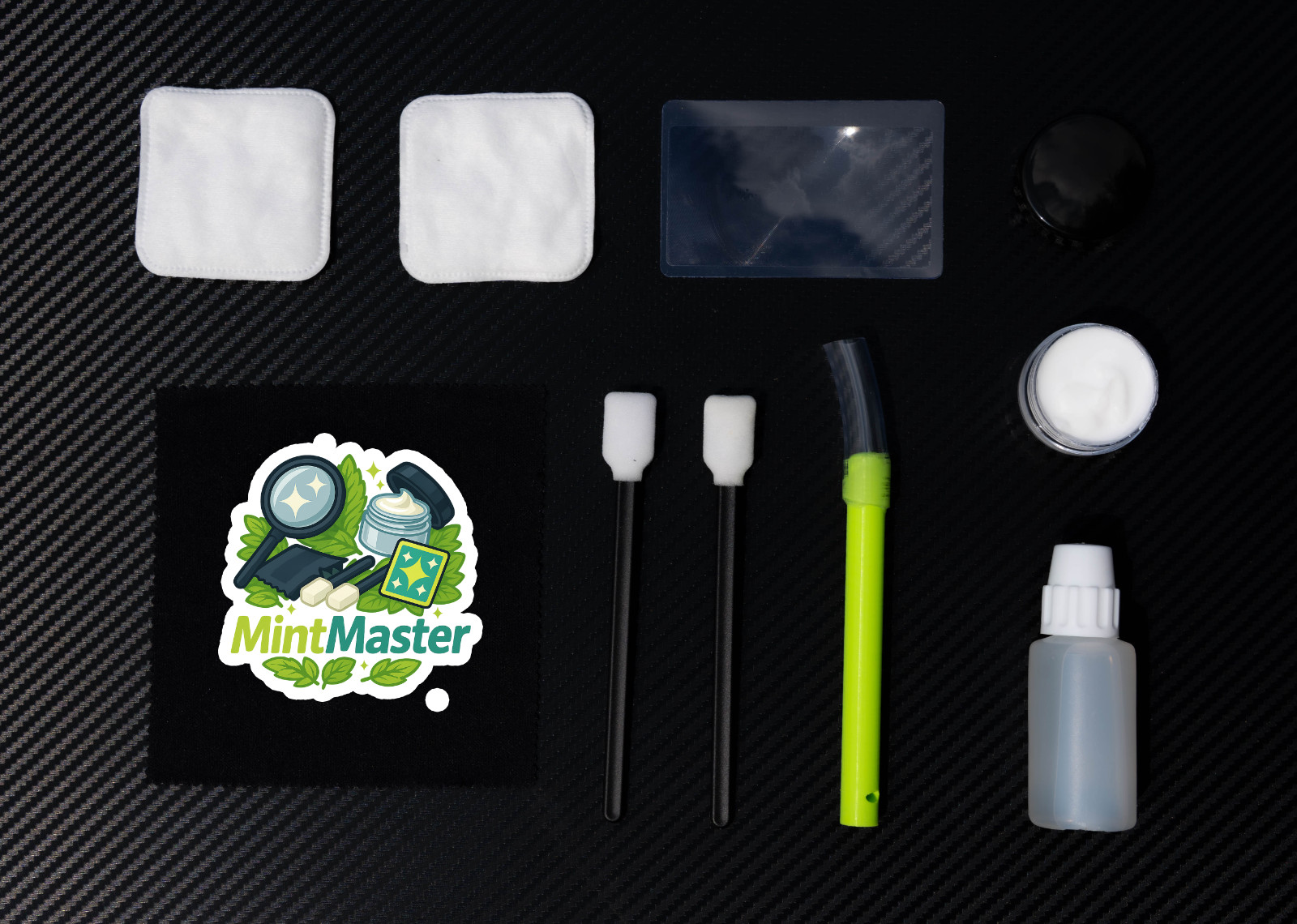 Kit de limpieza para el cuidado de cartas MintMaster - Herramienta de limpieza, pulidor, hisopos y bordes Pokémon