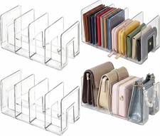 4 Pack Acrylic Purse Organizer for Closet, Clear Stackable Handbag Storage, Hand