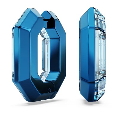 Swarovski Crystal Lucent Hoop Earrings, Octagon Shape, Small, Blue 5696038
