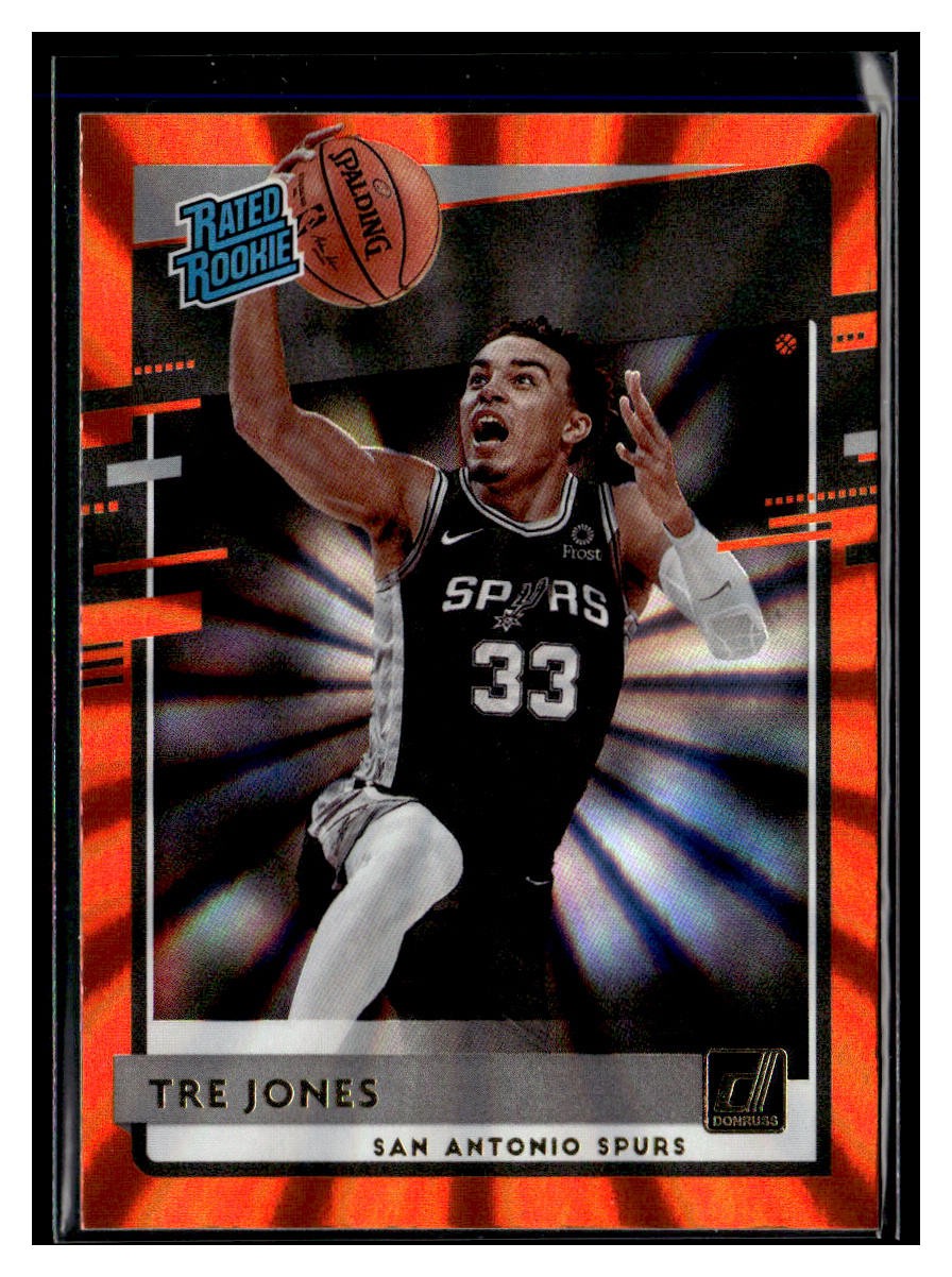 2020-21 Donruss #244 Tre Jones Holo Orange Laser RC Spurs