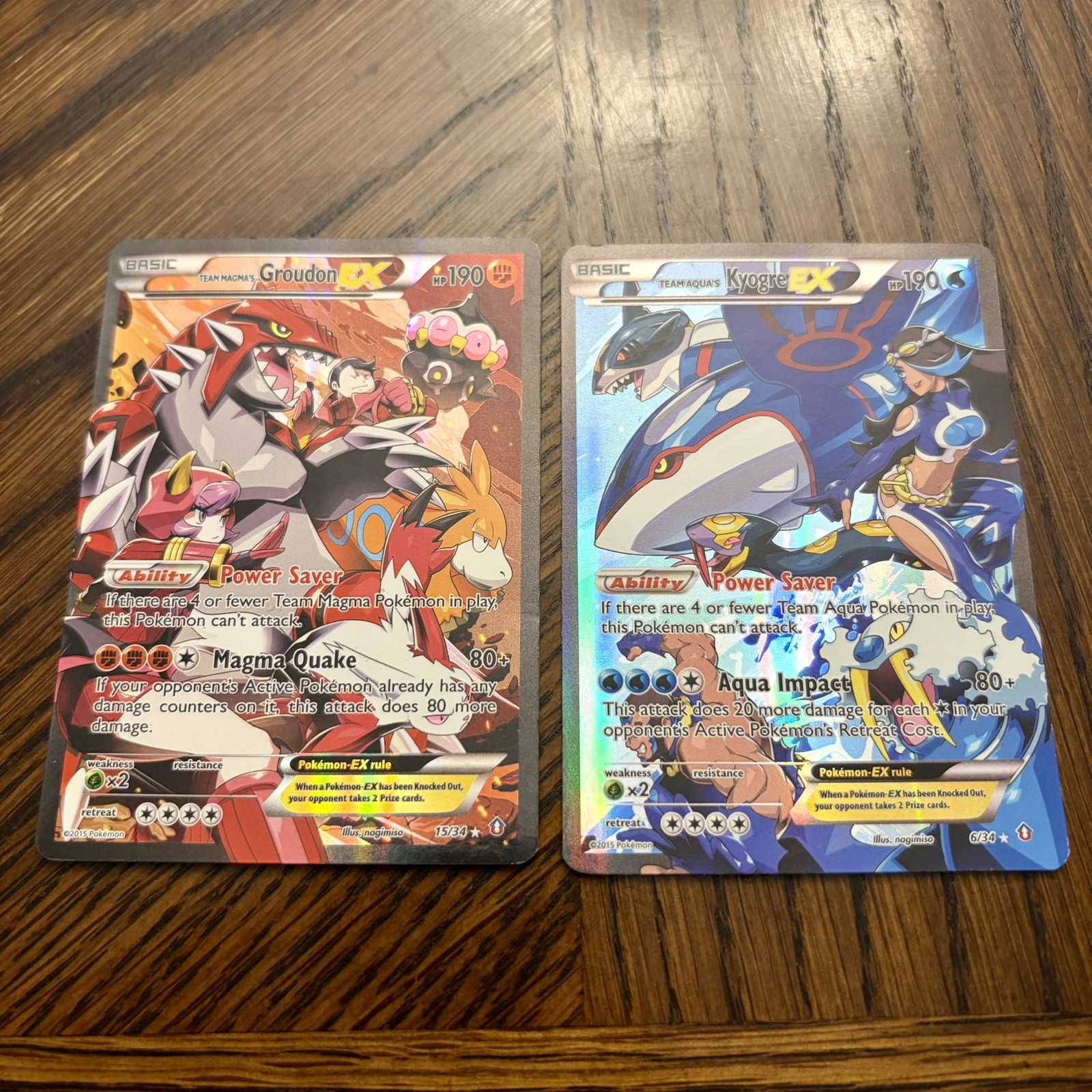 Pokemon TCG Double Crisis Team Magma’s Groudon EX And Team Aqua’s Kyogre EX