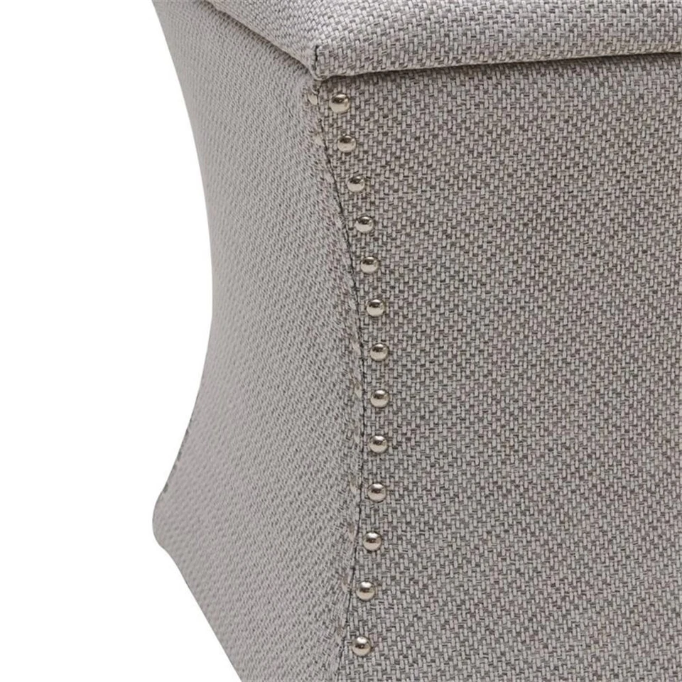 New Pacific Direct Amelia 20" Fabric Nailhead Tufted Storage Ottoman in Gray - Image 4 of 4