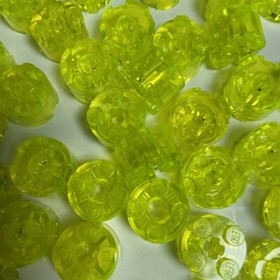 Lot of 60 Genuine LEGO Trans-Neon Yellow 3941 6116 Round 2x2 w/ Axle Hole Bricks