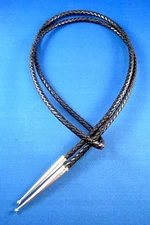 NEW Genuine leather Black 5mm 44" BOLO cord Sterling Silver beaded bola TIPS