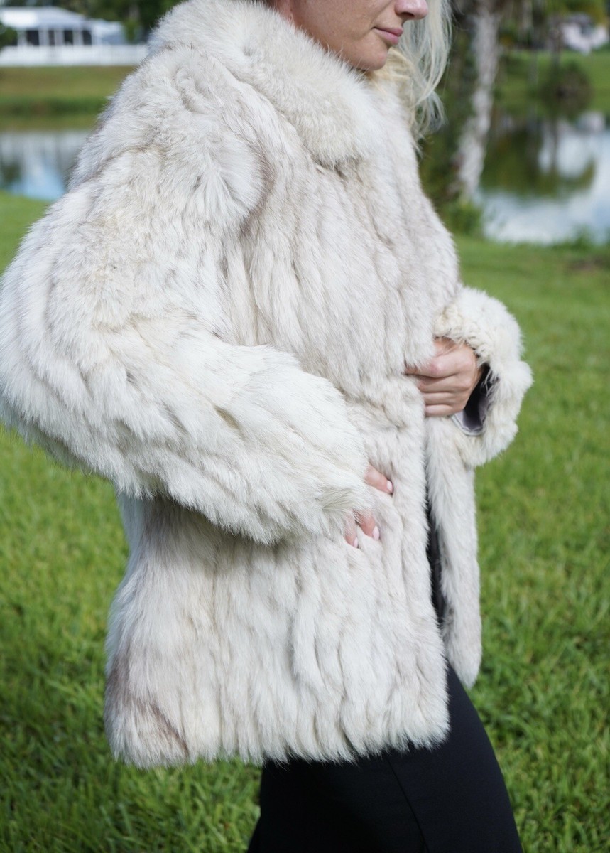 Saga Furs BLUE ARCTIC Natural FOX Fur Coat Jacket | eBay