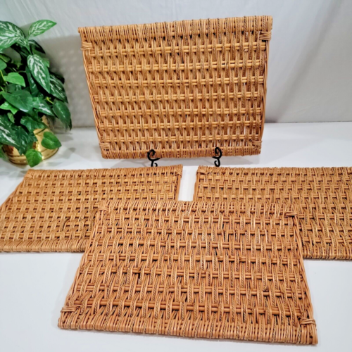 Set 4 Large Super Chunky Placemats Wicker & Rope Woven Reactangular 18x12 UNIQUE - Picture 1 of 11