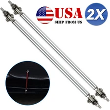 Front Universal Bumper Lip Splitter Strut Rod Tie Support Bar Spoiler Silver, US