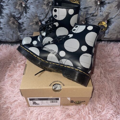 Dr. Martens Womens 1460 Polka Dot Boot Size 3 New In Box - Picture 1 of 6