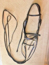 Double English Bridle--Dressage/Saddleseat w Weymouth Port/Bradoon Snaffle 4.75"