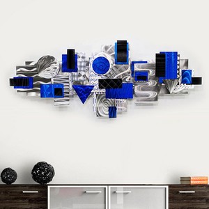 Statements2000 3D Metal Wall Sculpture Silver Blue Black Modern Decor Jon Allen | eBay
