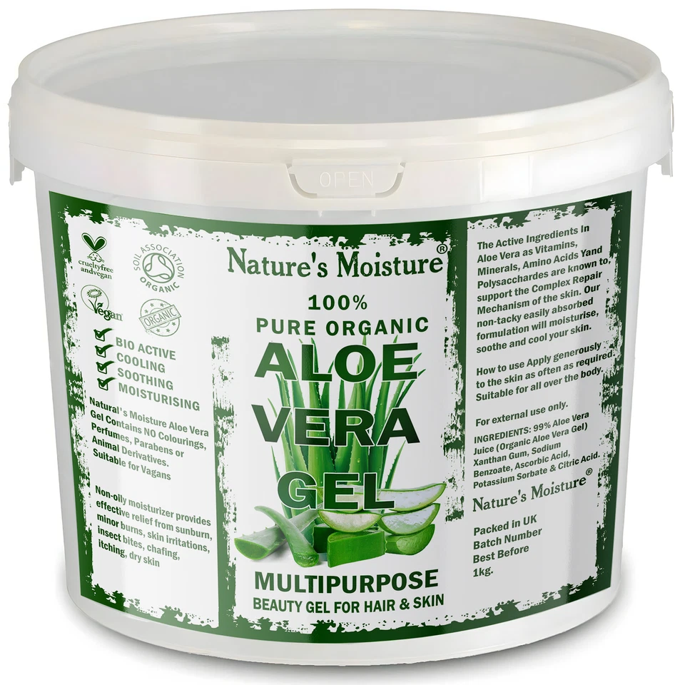 1KG 100% Pure Aloe Vera Gel Multipurpose Soothing Moisturising For Hair & Skin